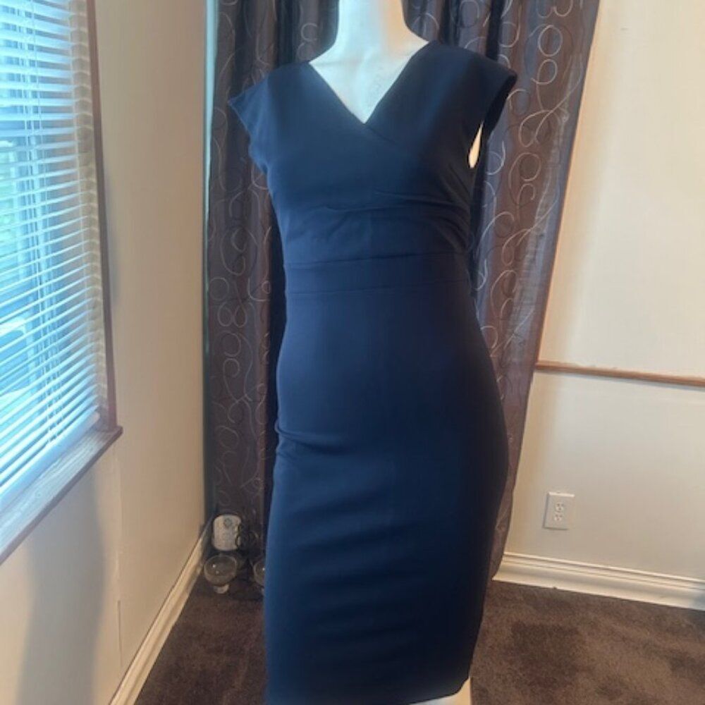 Fashion Nova Bills Paid Black V-neck bodycon Midi dress, size L